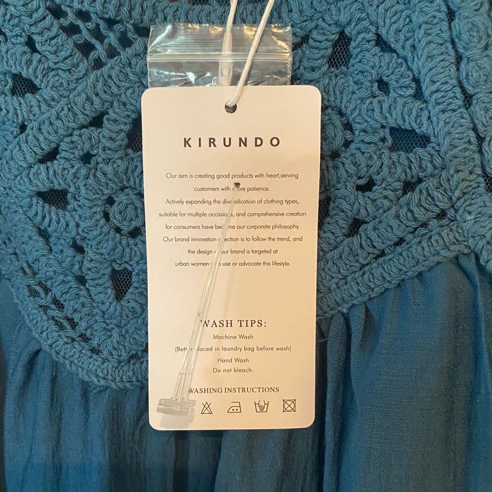 Kirundo Sz M NWT Summer Casual Sleeveless Crochet Halter A-Line Vacation Dress - Picture 9 of 12